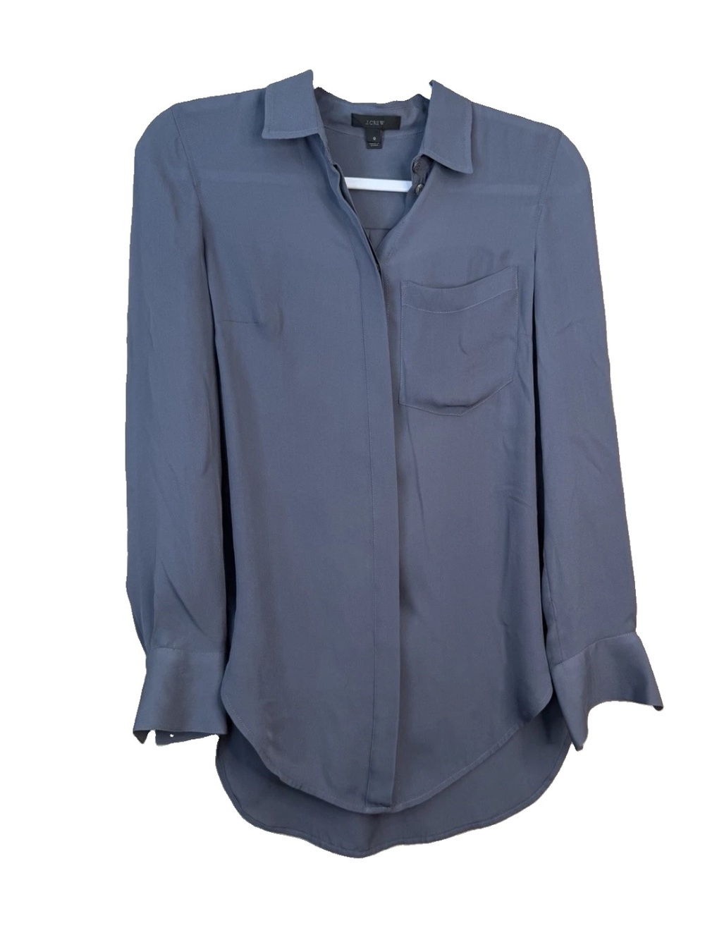 J Crew 100% silk long sleeve button down boy shirt Blue Gray Size 0 B2607 I1